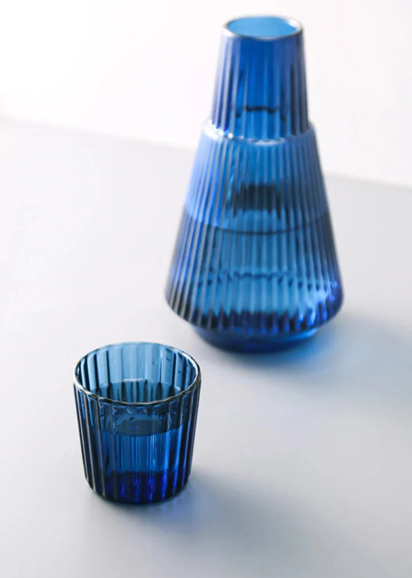 Prism Pleated Glass Carafe & Cup Set