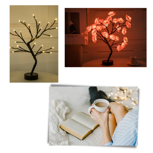 Rose Tree Lamp With Soothing Dim Light And Touch Activated Switch