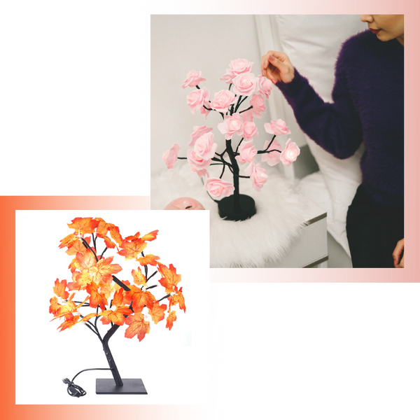 Rose Tree Lamp With Soothing Dim Light And Touch Activated Switch