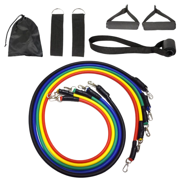 11 Piece Resistance Band Set For Full Body Workouts With Adjustable Tension