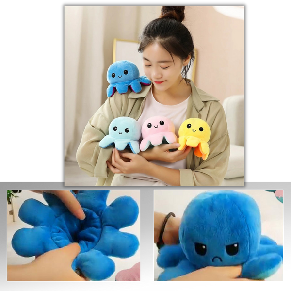 Two Sided Mini Octopus Plush Toy For Mood Expression