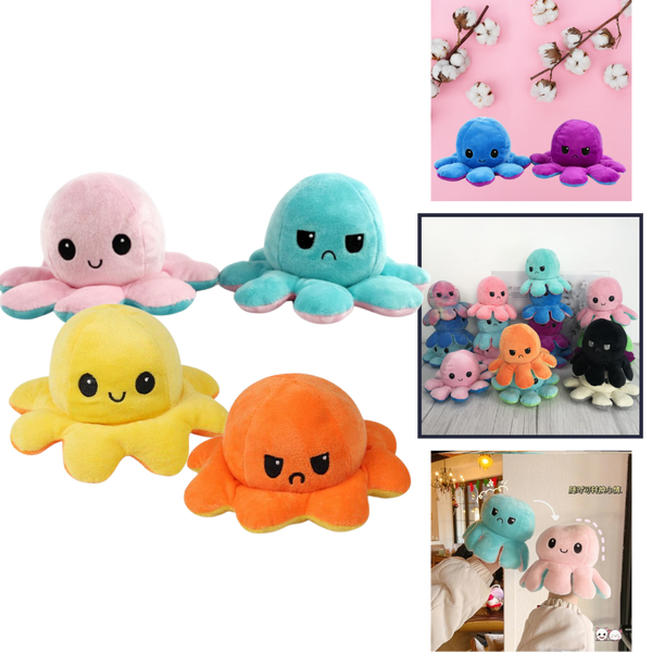 Two Sided Mini Octopus Plush Toy For Mood Expression