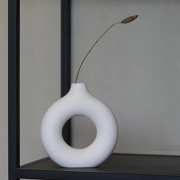Halo Modern Ceramic Vase 2 Piece Set for Flowers and Home Decor