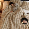 Rabbit Faux Fur Throw Blanket Ultra Plush Cozy Soft Luxury Home Decor