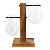 Modern Glass Vase With Wooden Stand For Tabletop Flower Arrangements
