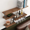 Industrial Floating Bar Shelf Wall Mounted Wood And Metal Rack