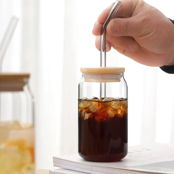 Reusable Bamboo Lid Glass Travel Cup For Hot And Cold Drinks