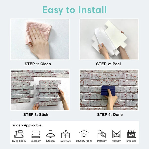 Peel And Stick Faux Brick Wall Panels 3D PVC Waterproof Decor Tiles
