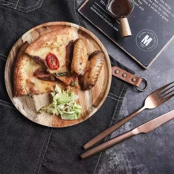 Elegant Acacia Wood Dinner Plates Rustic Tableware Set