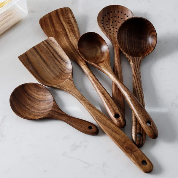 Premium Acacia Wood 8 Piece Cooking Kitchen Utensil Set