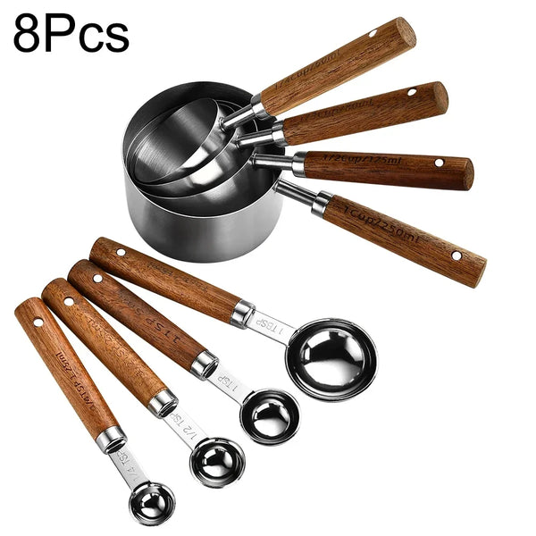 Rustic Elegant 8-Piece Measuring Spoon Set For Baking Kitchen Decor