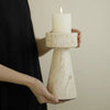 Faux Travertine Stone Candle Holder Decor Modern Home Accent