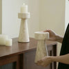Faux Travertine Stone Candle Holder Decor Modern Home Accent