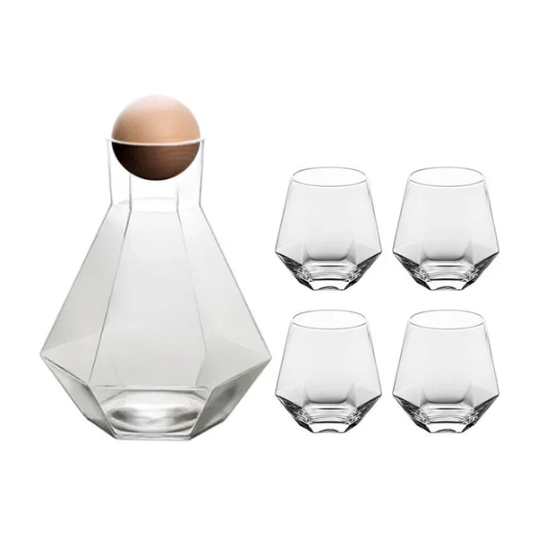 Modern Diamond Inspired Glass Tumbler 5 Piece Drinkware Set