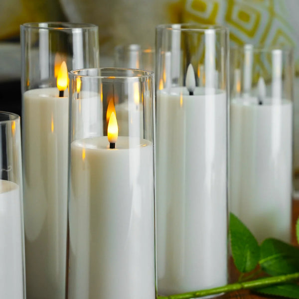 LED Flameless Acrylic Candles 9 Piece Set With Remote Timer
