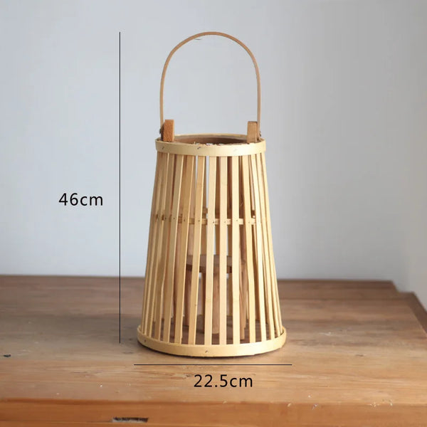 Natural Bamboo Flameless Candle Holder With Realistic Flickering Light