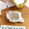 Ceramic Enamel Conch Shell Storage Tray for Jewelry and Small Items Decor