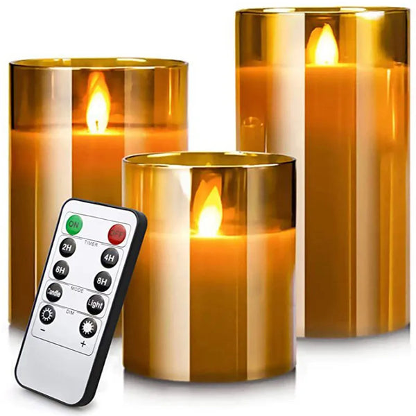 Flameless Candle 3 Piece Set With Remote And Automatic Timer