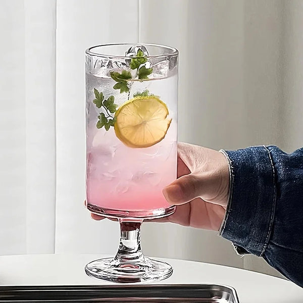 Luxe Stria Footed Glass