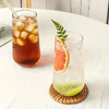 Rounded Ribbed Glass Tumbler Set Four Pieces Textured Water Juice