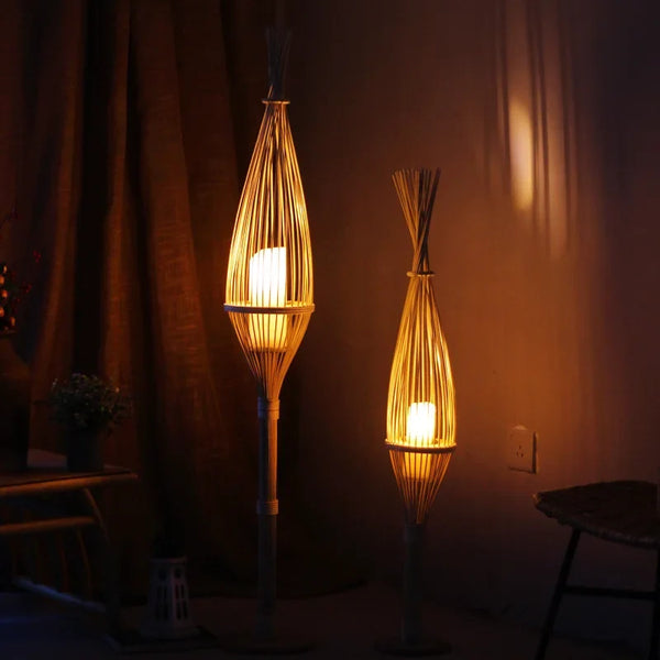 Rustic Woven LED Candlestick Lanterns For Home Decor