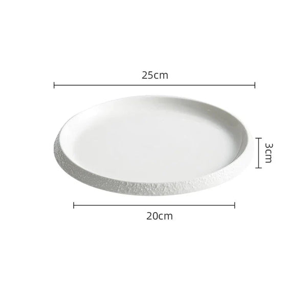 Minimalist White Ceramic Dinner Plate Elegant Kitchen Tableware