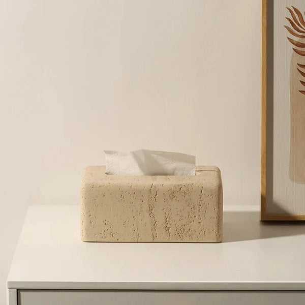Luxury Faux Travertine Tissue Holder For Contemporary Home Design