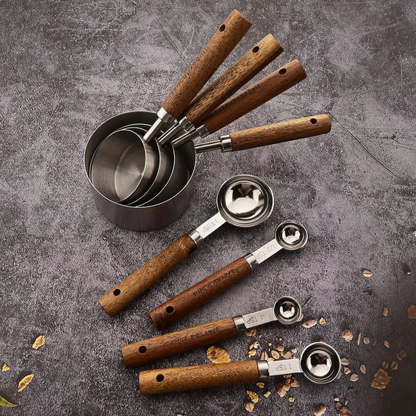Rustic Elegant 8-Piece Measuring Spoon Set For Baking Kitchen Decor