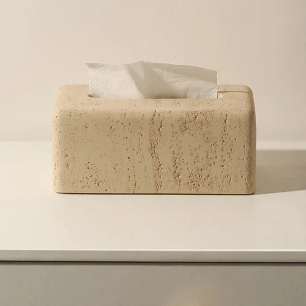 Luxury Faux Travertine Tissue Holder For Contemporary Home Design