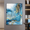 Elegant Blue Marble Canvas Wall Art For Modern Home Decor