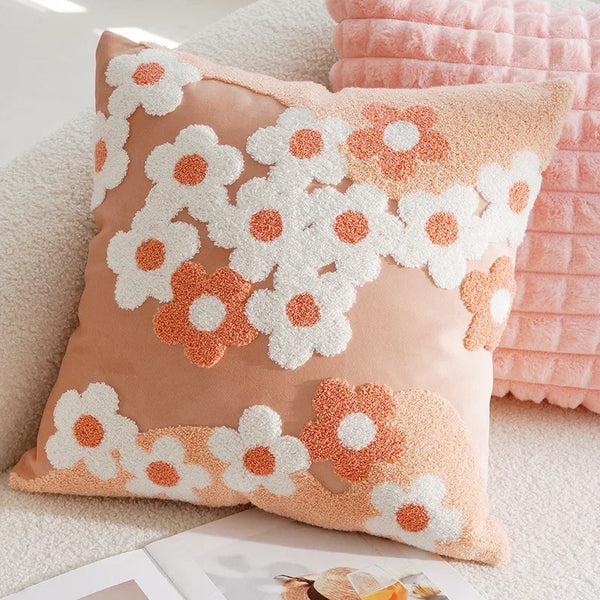 Sweet Daisy Embroidered Pillow