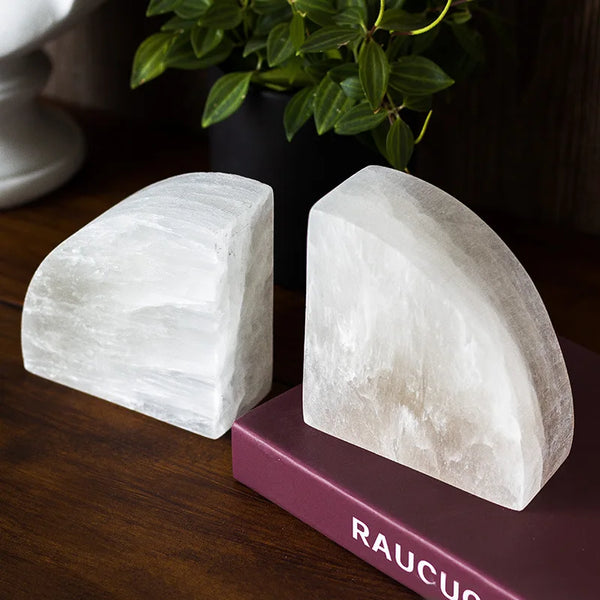 Elegant White Onyx Bookend For Desk Home Office Decor Book Organizer