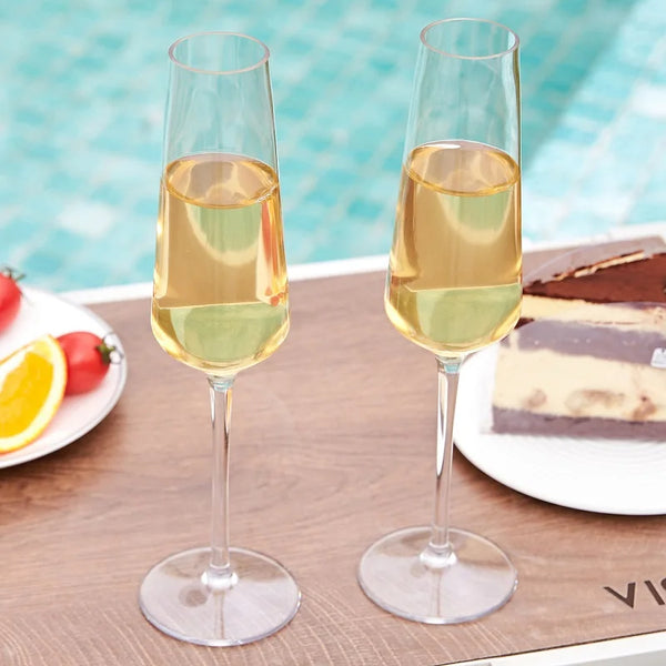 Premium Unbreakable Acrylic Champagne Flutes 4 Piece Clear Set