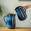 Elegant Blue Ceramic Pitcher Handcrafted Artisan Tableware Decor