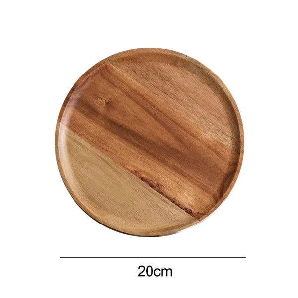 Elegant Acacia Wood Dinner Plates Rustic Tableware Set