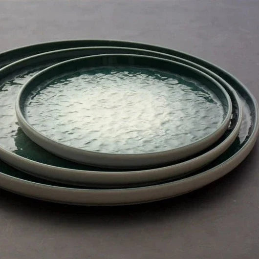 Emerald Gradient Dinner Plates Elegant Green Ceramic Tableware