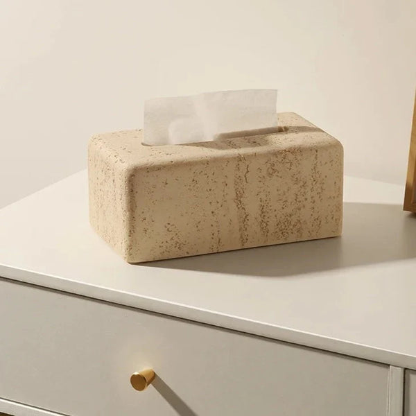 Luxury Faux Travertine Tissue Holder For Contemporary Home Design