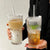 Ribbed Heat Resistant Glass To-Go Cup With Lid And Straw For Coffee