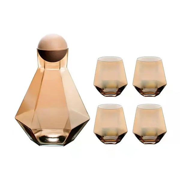 Modern Diamond Inspired Glass Tumbler 5 Piece Drinkware Set