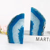 Premium Blue Agate Bookends 2 Piece Set Natural Stone Home Decor