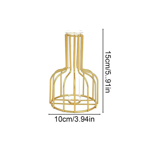 Gold Wire Cage Vase Home Decor Centerpiece Elegant Luxury Metal Flower Holder