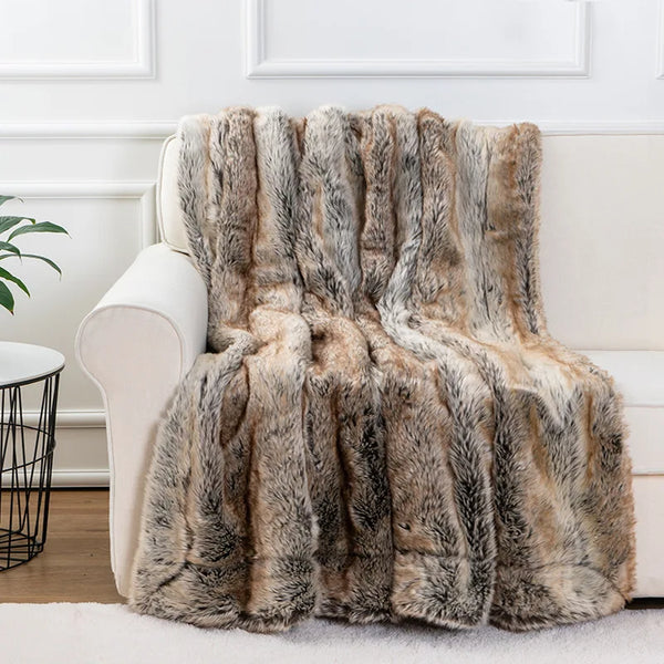 Luxury Mink Faux Fur Throw Blanket Soft Warm Cozy Living Room Decor