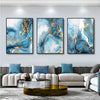 Elegant Blue Marble Canvas Wall Art For Modern Home Decor