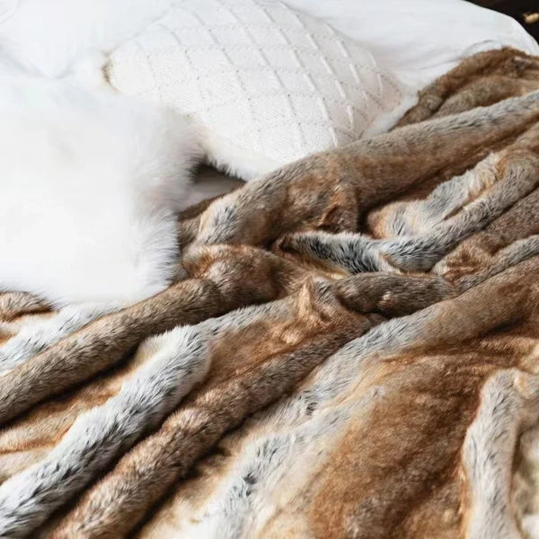 Luxury Mink Faux Fur Throw Blanket Soft Warm Cozy Living Room Decor