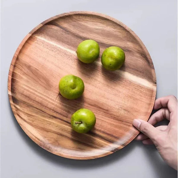 Elegant Acacia Wood Dinner Plates Rustic Tableware Set