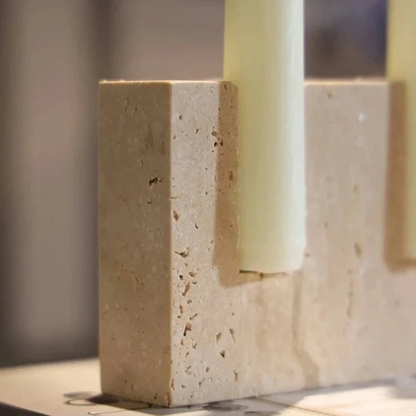 Natural Travertine Candle Holder For Elegant Home Table Decor