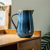 Elegant Blue Ceramic Pitcher Handcrafted Artisan Tableware Decor