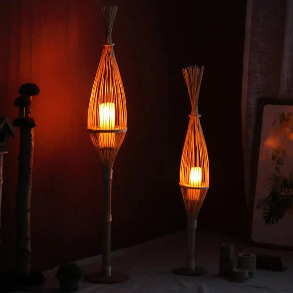 Rustic Woven LED Candlestick Lanterns For Home Decor