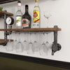 Industrial Floating Bar Shelf Wall Mounted Wood And Metal Rack