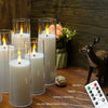 LED Flameless Acrylic Candles 9 Piece Set With Remote Timer